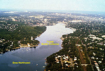 Photographie aérienne de la partie intérieure de la baie Northwest Arm