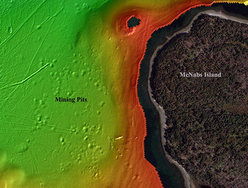 multibeam bathymetric image from the seabed of Halifax Harbour