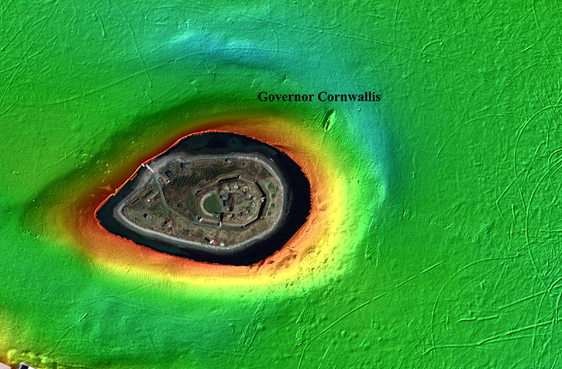 multibeam bathymetric image of the area around Georges Island