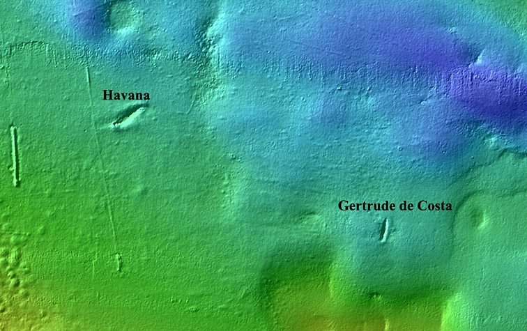 multibeam bathymetric image of the seabed of Halifax Harbour