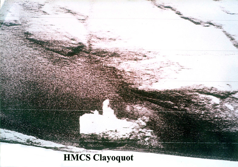 sidescan sonar record of the HMCS Clayoquot