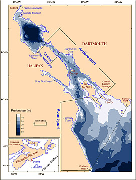 Carte montrant les divisions géographiques du port d’Halifax