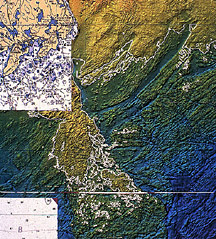 A multibeam bathymetric map off the entrance to Halifax Harbour.