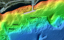 An aerial photograph of part of inner Halifax Harbour showing the relative location of Citadel Hill and Georges Island