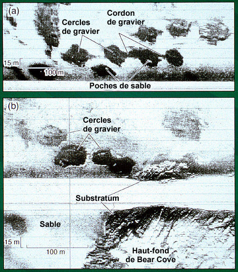 Images sonar à balayage latéral du fond marin dans l’avantport