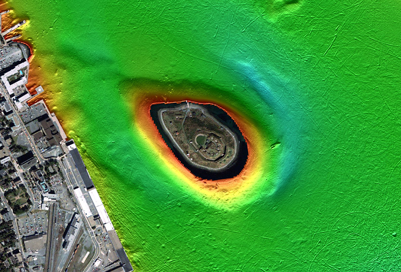 multibeam bathymetric image of an area of Halifax Harbour