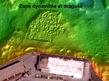 Image de bathymétrie multifaisceaux d’une zone de The Narrows