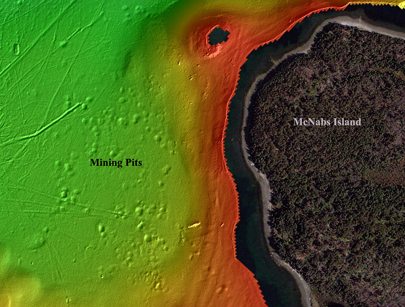 multibeam bathymetric image from the seabed of Halifax Harbour