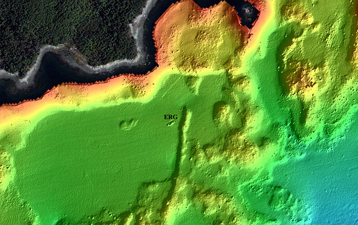 multibeam bathymetric image from Bedford Basin